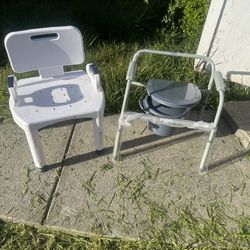 Shower chair and brand new commode 