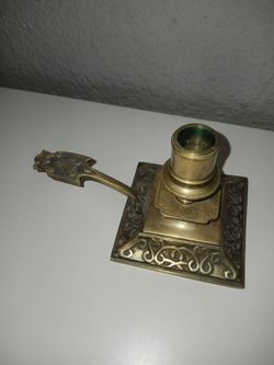 French Ornate Brass Bronze chamber stick candle holder