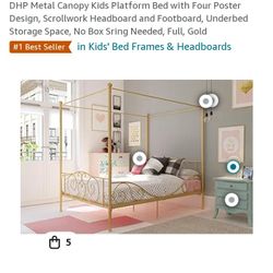 Gold Girls Full Canopy Bed Frame