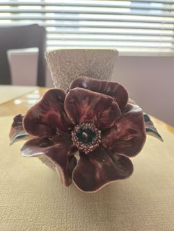 Anthropologie Floral Textured Vase