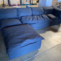 Black modular sofa with removable and washable seat cover