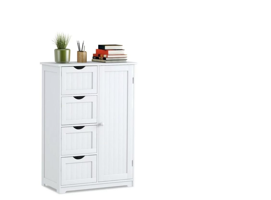 White Cabinet Cupboard Storage With shelves