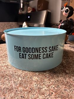 Teal Metal Cake Carrier Storage TinCondition: Gently Used / Like New