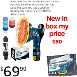 New in box Saker Cordless Car Buffer Polisher - 6 Inch Portable Polishing Waxer Machine Kit $50 firm cash only east Palmdale 