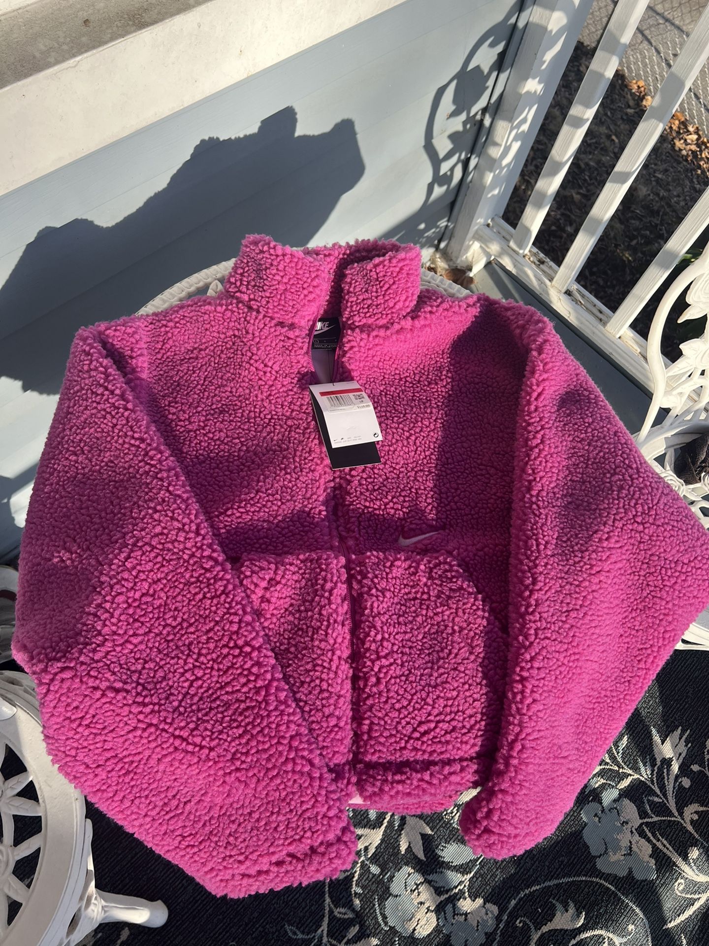 Nike Swoosh Sherpa Jacket Full Zip Magneta Pink LARGE