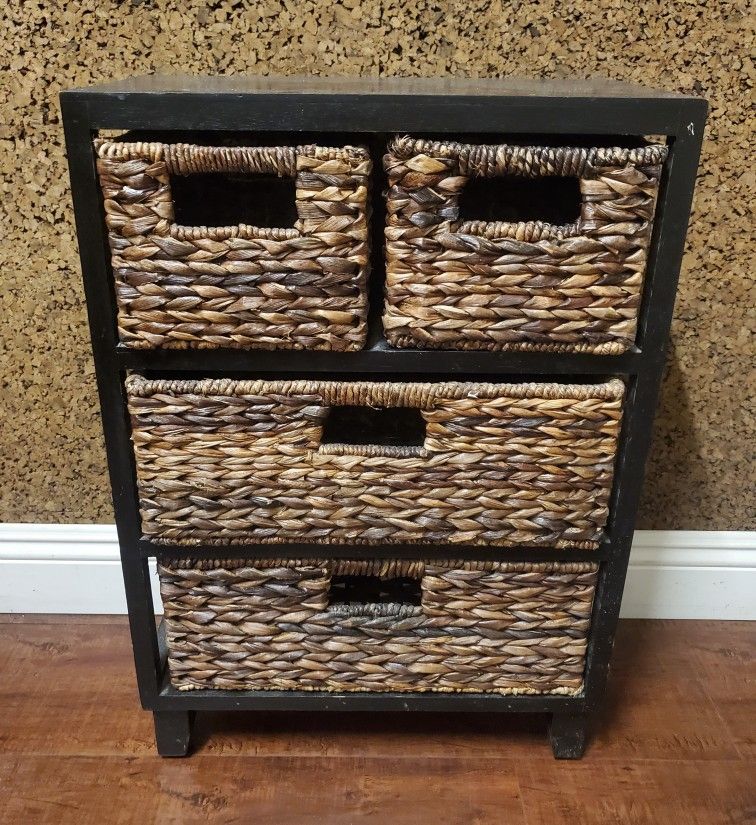 Rattan 4 Basket Storage Rack