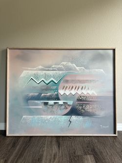 Large Abstract Wall Art – Original, Pastel Colors, Wood Frame
