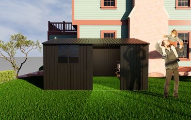 Metal garden sheds 12ftx10ft outdoor storage sheds black with window with sliding door
