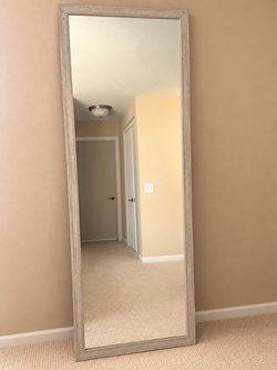 Large Full-Length Floor Mirror – Rustic Wood-Look Frame