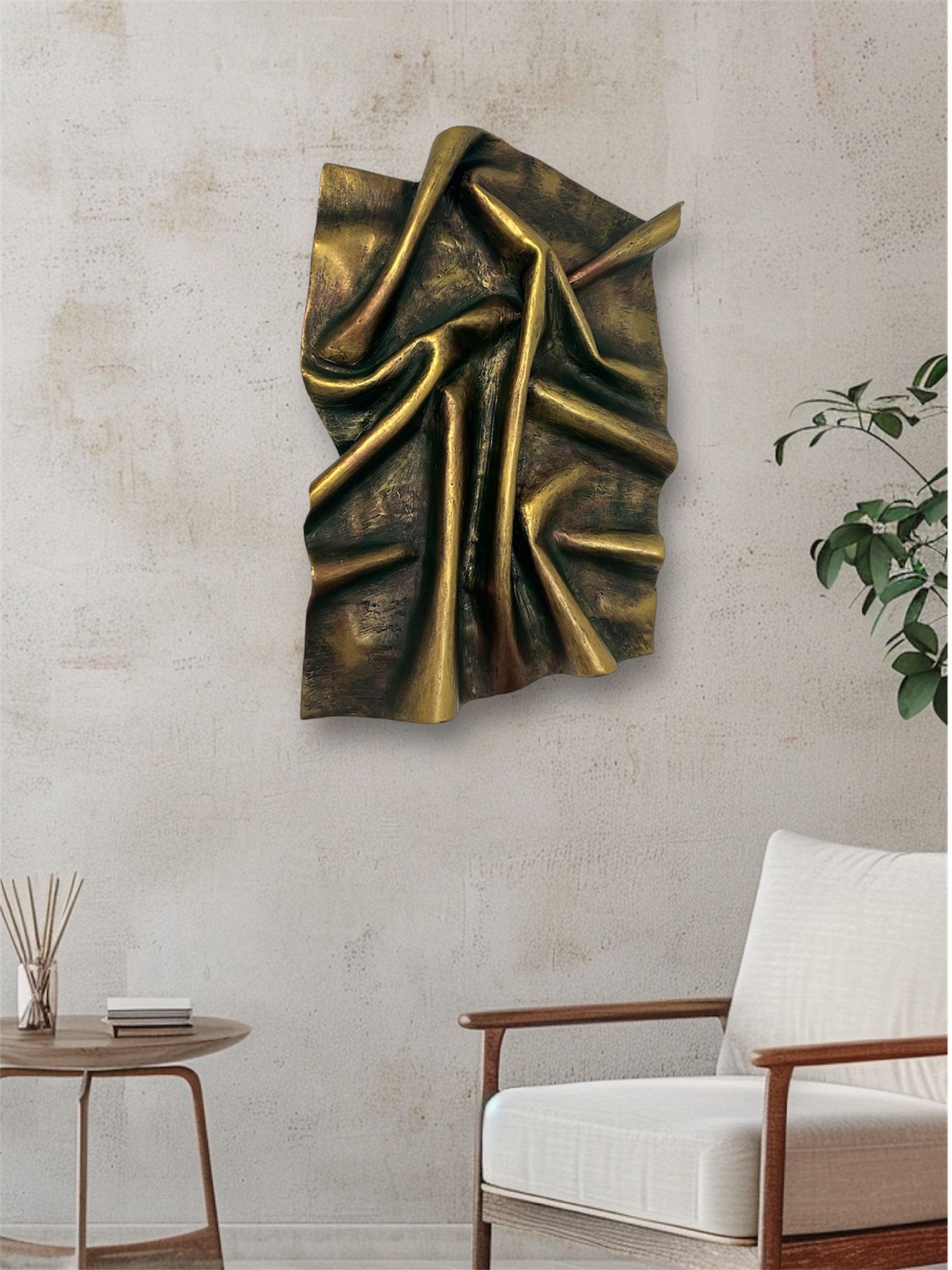 Relief textured art piece, handmade, 19x29"
