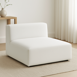 40” Modern Oversized Armless Lounge Chair – White Performance Fabric Sectional Sofa Piece