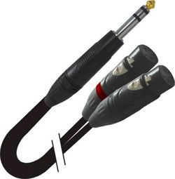 Prox XC-SYXF03 High Performance Y Cable 1/4" TRS-M Stereo to Dual XLR-F - 3 Feet