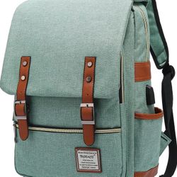 Vintage Laptop Backpack for Men Women 15.6Inch Green