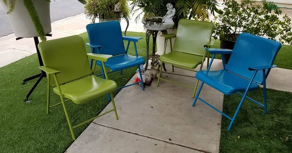 Russel Wright 1940 50s Vintage Metal Folding Chairs For Sale In
