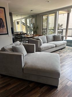 2-Piece Gray Couch Set (Sofa + Chaise Lounge)