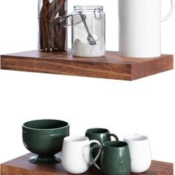 LETTO Set of 2 Solid Wood Floating Shelves - Cinnamon 36x6.1x1.3