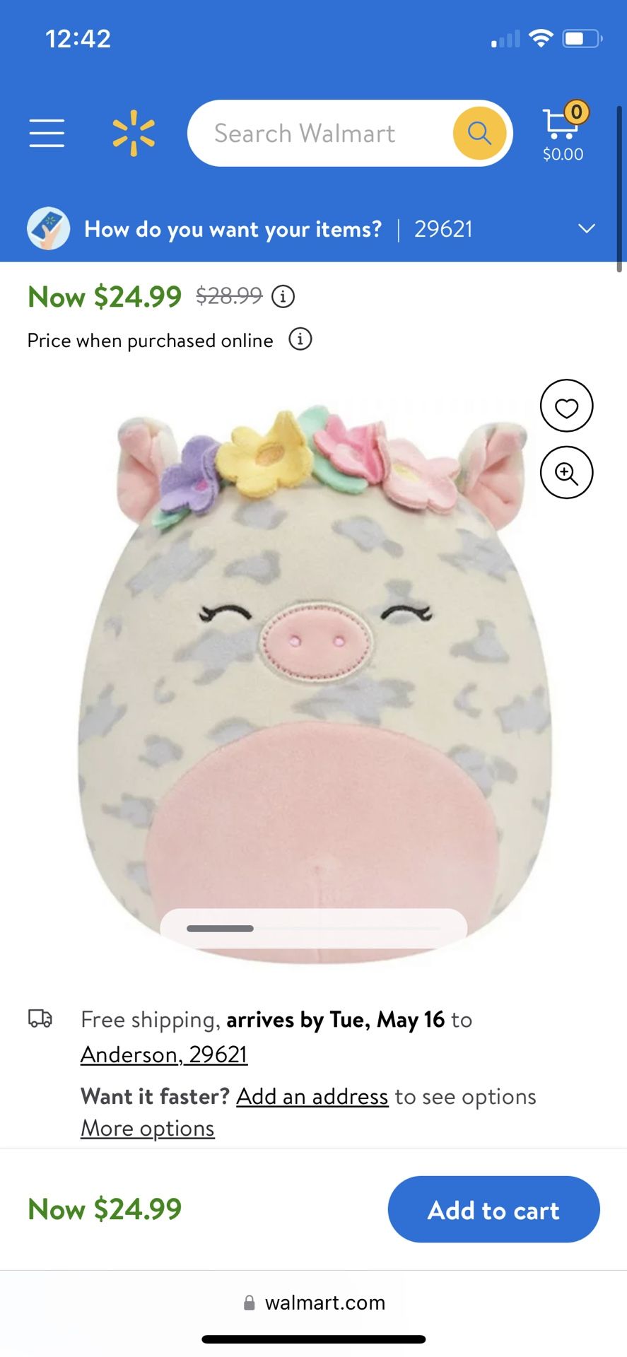 NWT! Squishmallows 8" Rosie the Pig with Flower Crown stuffed animal