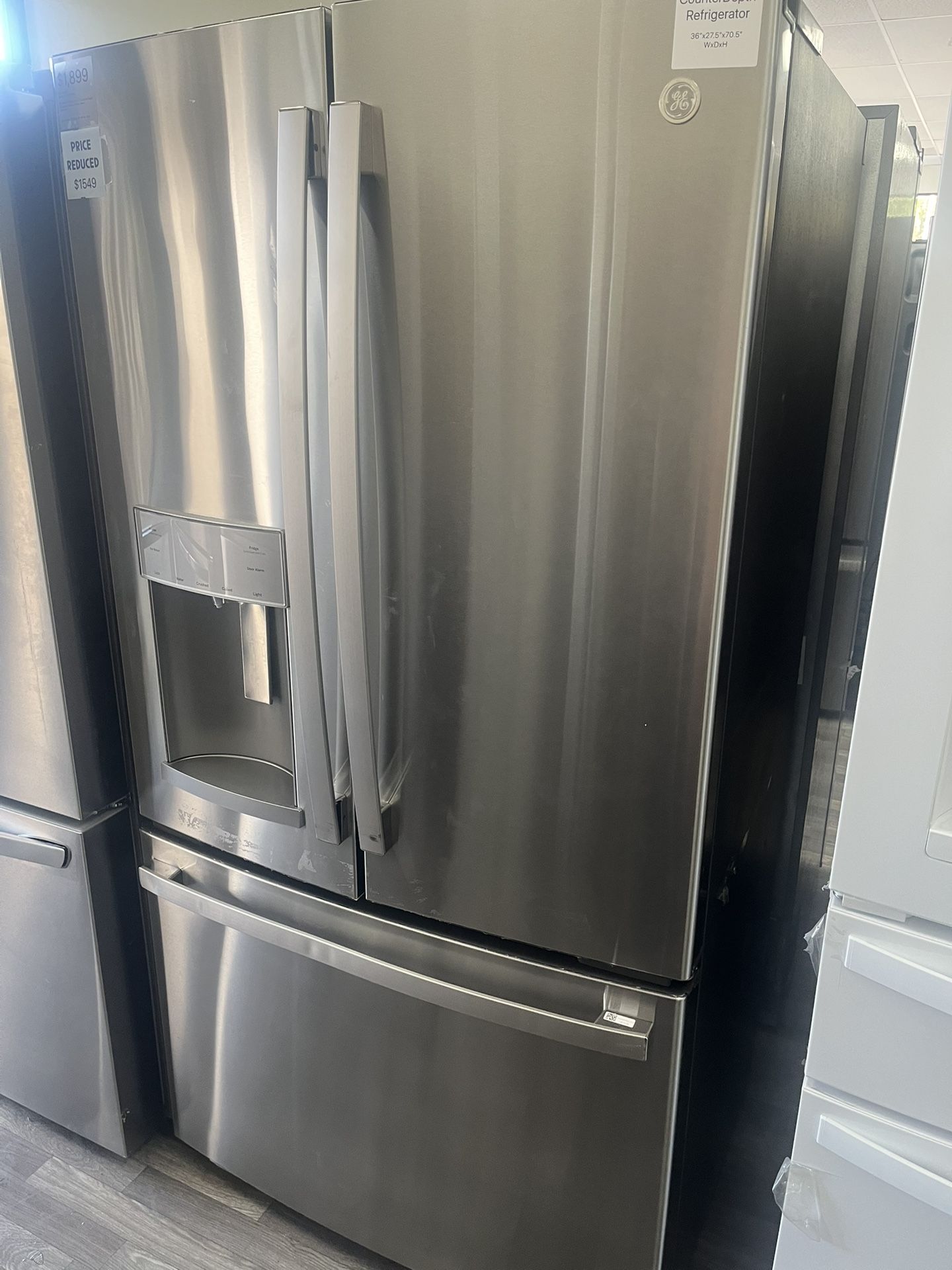 Counter Depth (28” Deep) GE French Door Refrigerator w/ Water Dispenser, IceMaker, @58% Off MSRP!