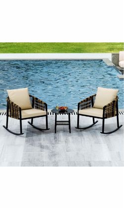 3 Pieces Outdoor Wicker Patio Set
