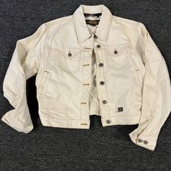 Harley Davidson Cream Denim Jacket Size Med