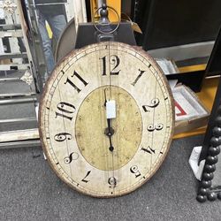 New Large French Country Oval Wall Clock for Living Room Decor 18 x 29 Inch Rustic Farmhouse Wall