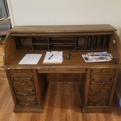 Brown 1950s Vintage desk and chair