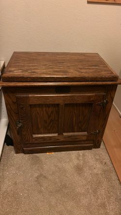 Vintage White Cap Rustic Americana Swivel Cabinet – Solid Oak