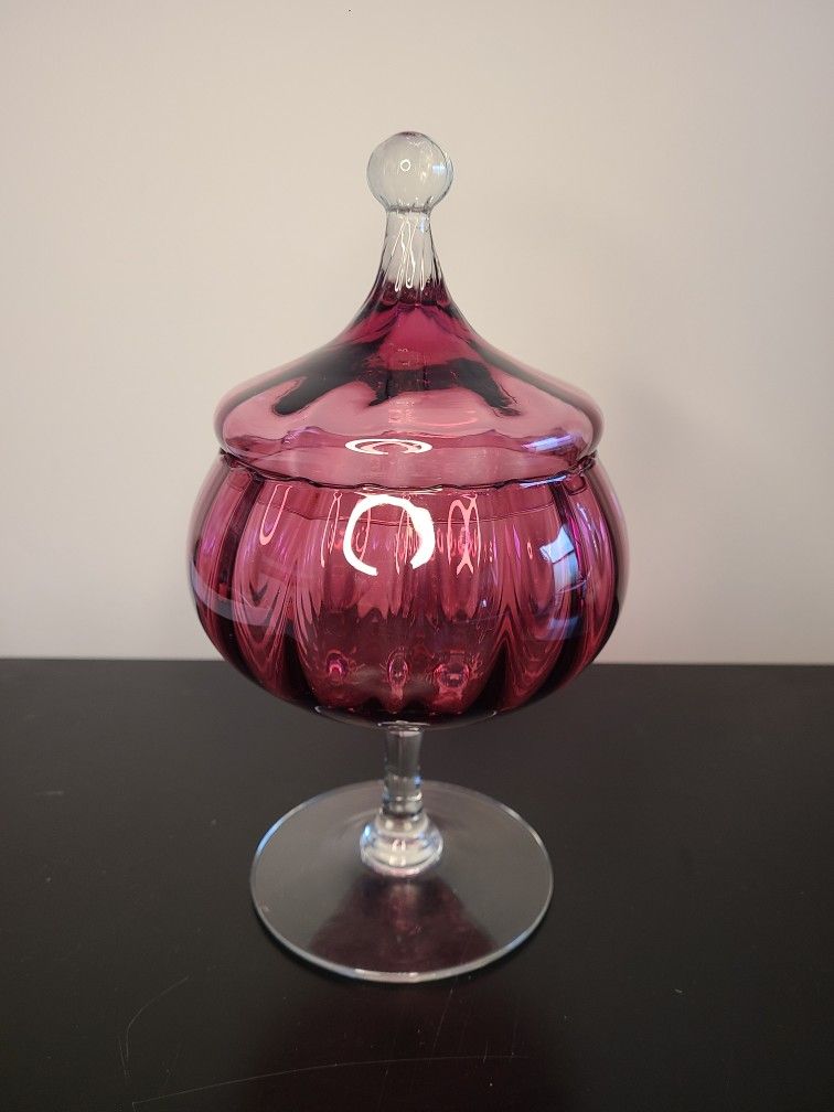 Vintage Cranberry Colony Made In Italy Compote