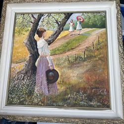 Vintage Acrylic Floral Painting 