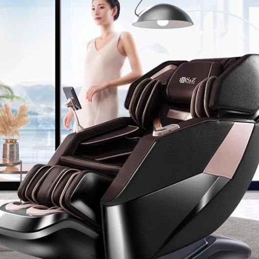 4D Massage Chair 60" Track Zero Gravity Shiatsu Recliner, AI Care, Voice Control, Foot Rollers, Heat（Brown）