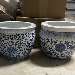 Blue And White Pots $125 Each