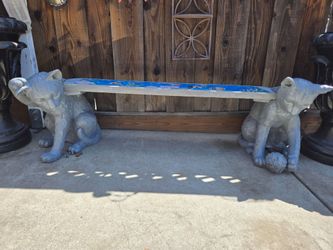 Mosaic Cat And Koi Garden Bench