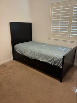 Twin bed frame and mattress