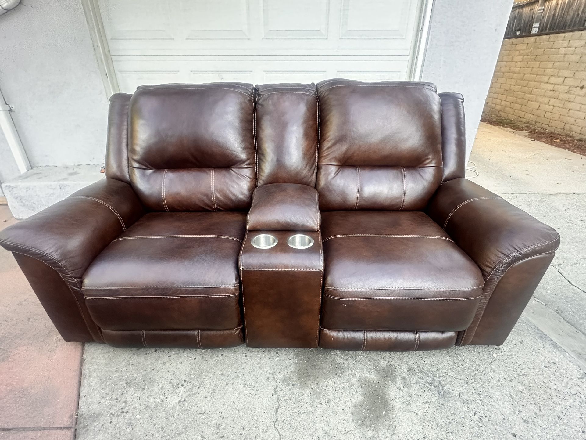 Reclining Power Loveseat for Comfort and Relaxation, Soft Brown Leather Fabric, Cozy Evenings, Chocolate