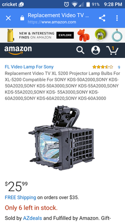 Projector lamp for tv