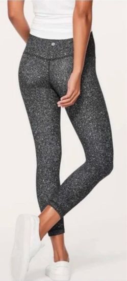 Lululemon Align Cropped Leggings Splatter Print Gray Black Size 4
