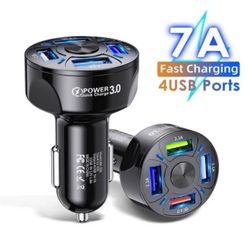 Q4 Port Car Charger Adapter Fast Charging Plug for Samsung Android iPhone
