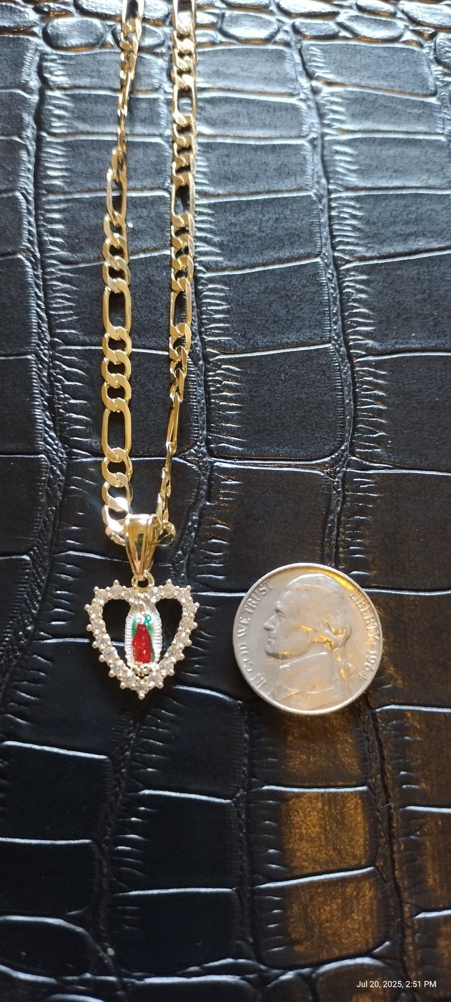 24" Religious Heart Pendant And Chain Set