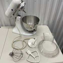 VTG KitchenAid Hobart Model K45SS Stand Mixer White W/ Bowl & Attachments TESTED