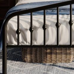 Twin Bed, Metal Frame With Boxspring, Headboard, Footboard, And Mattress
