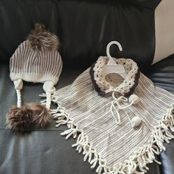 poncho y gorrito con trenzas