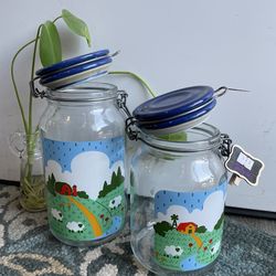 Anchor hocking “nina” Set of 2: 80’s farmhouse canisters