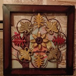 Wood Framed Metal Decor