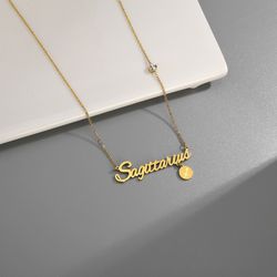 12 Constellation Zodiac Old English Letter Sign Pendant Necklace, Sagittarius