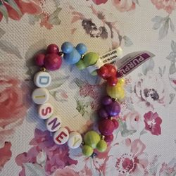Disney Parks Colorful Mickey Rainbow Bead Stretchy Bracelet