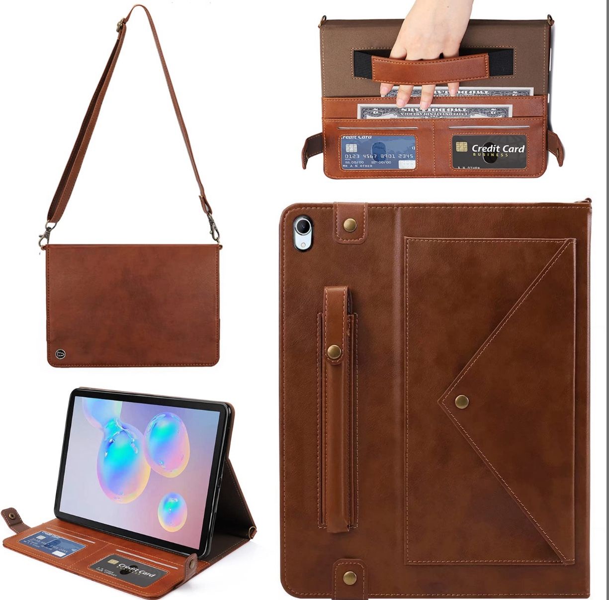 Handbag Case For IPad Mini 7 2024 8.3" / Mini 6 2021, Techcircle Folio Stand PU Leather Crossbody IPad Mini Cover With Hand Strap+Shoulder Strap, Mult