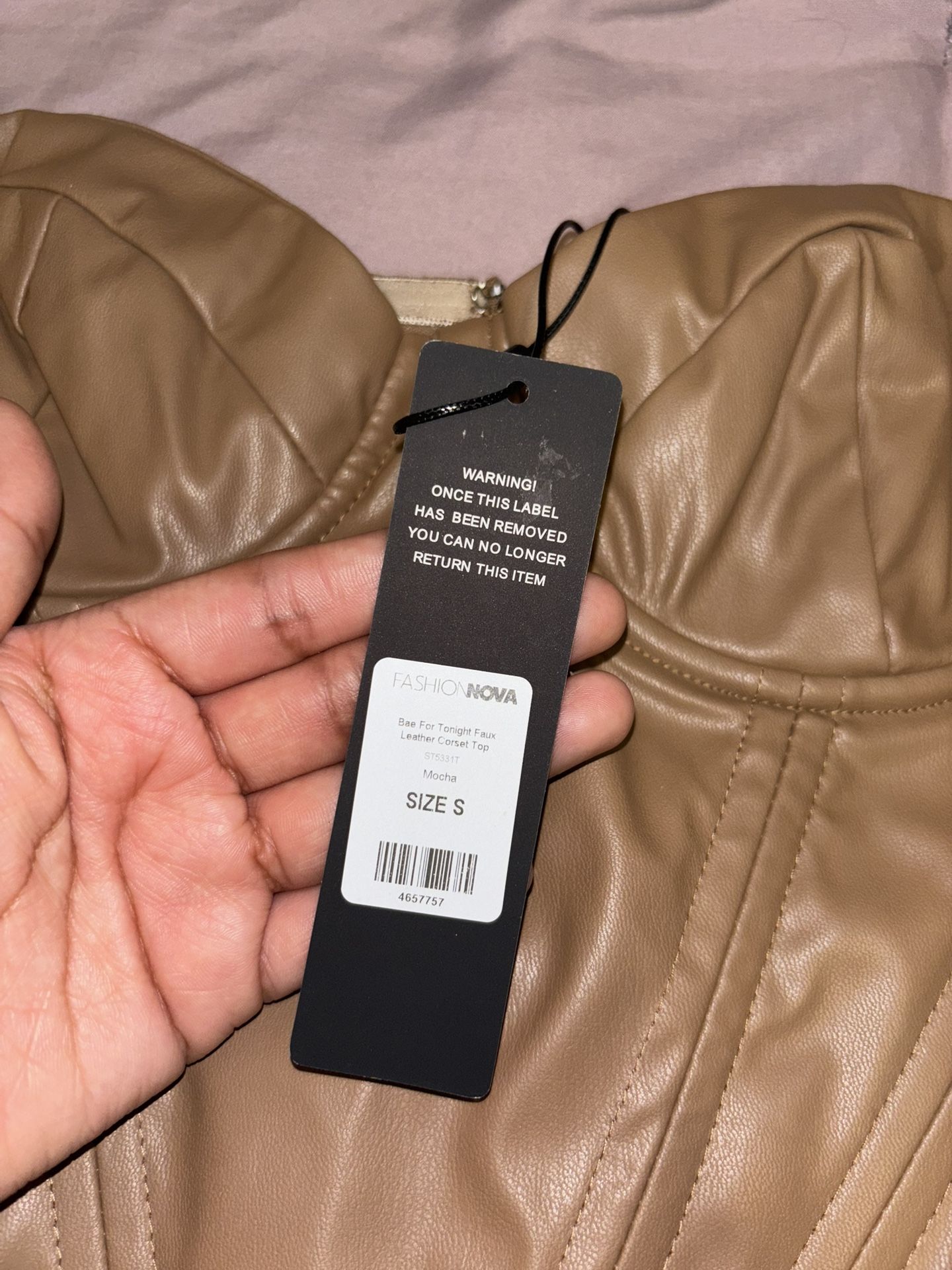 Fashion Nova Brown Leather Corset Size Small