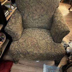 Vintage antique wing back tapestry chair