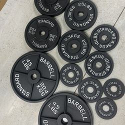 Brand New Complete 245lb Olympic Plate Set