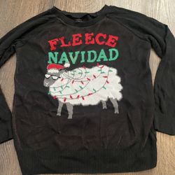 Womans Sheep Fleece Navidad Ugky Christmas Sweater Size Medium LOL Vintage #14